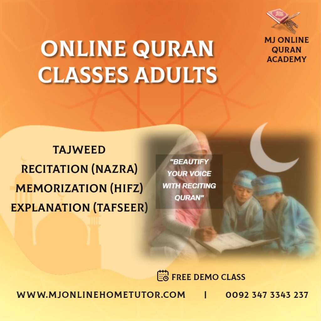 ONLINE ADULTS .Best online Quran classes for beginners, toddlers, kids also for adults (Male Female) ladies sisters from Pakistan in Urdu/English Expert tutor for Tajweed recitation(NAZRA) memorization (HIFZ) [FREE DEMO CLASS]