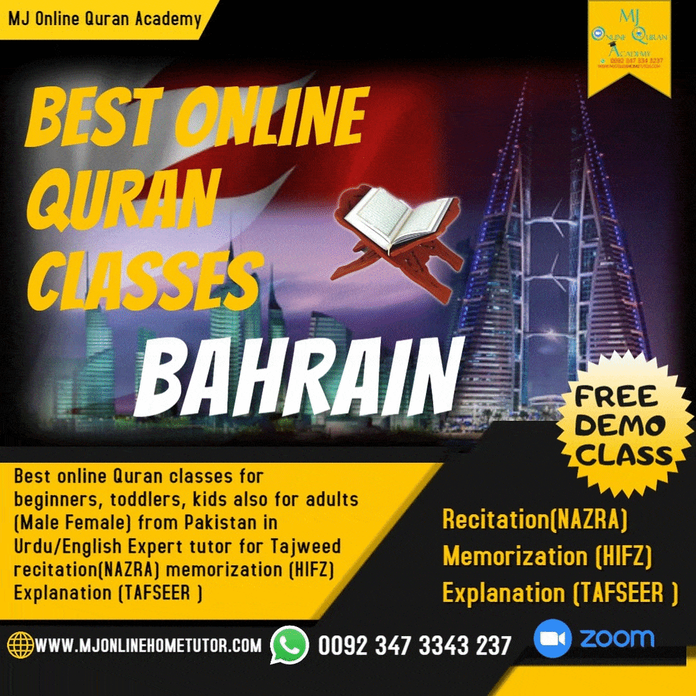 Learn Quran online for kids and adults with Tajweed in online Quran classes for kids & adults in Bahrain. Start Quran courses with male & female Quran teachers. Free trial classes